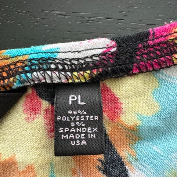 Investments Petites Abstract Floral Multicolor Short Sleeve Top – Size Large EUC - Picture 6 of 7